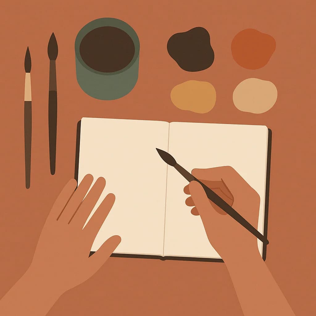Art supplies flat design illustration