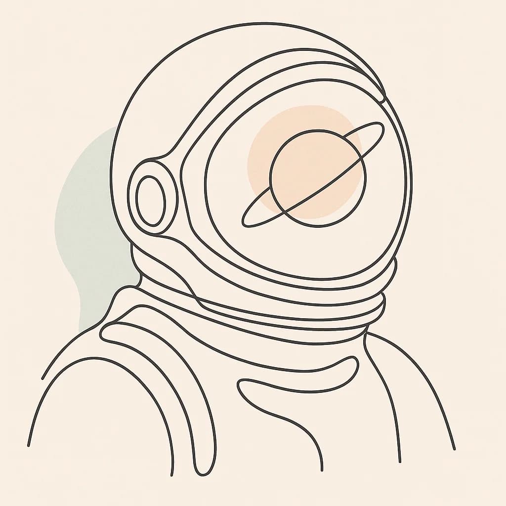 Minimalist astronaut line drawing
