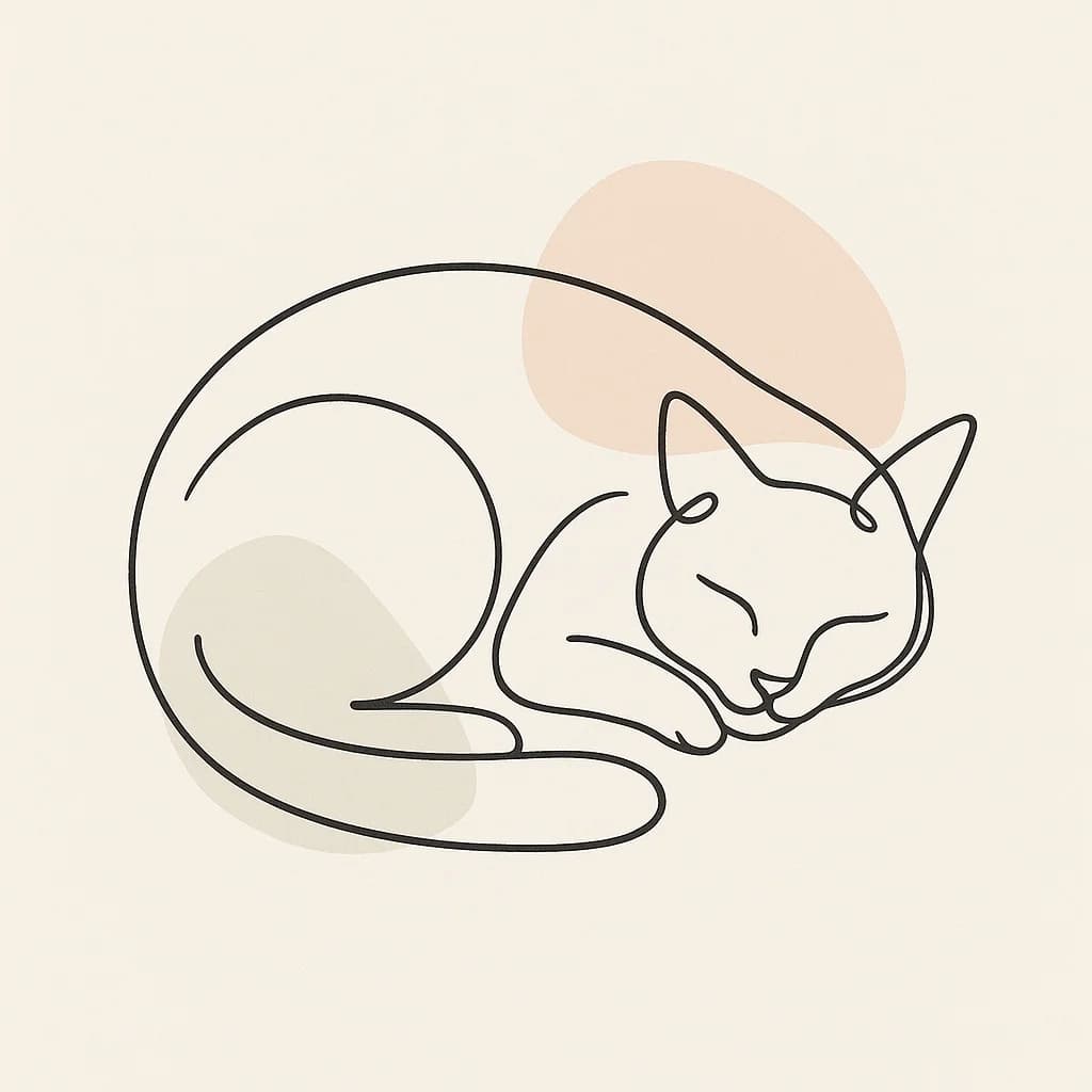 Elegant cat silhouette line art