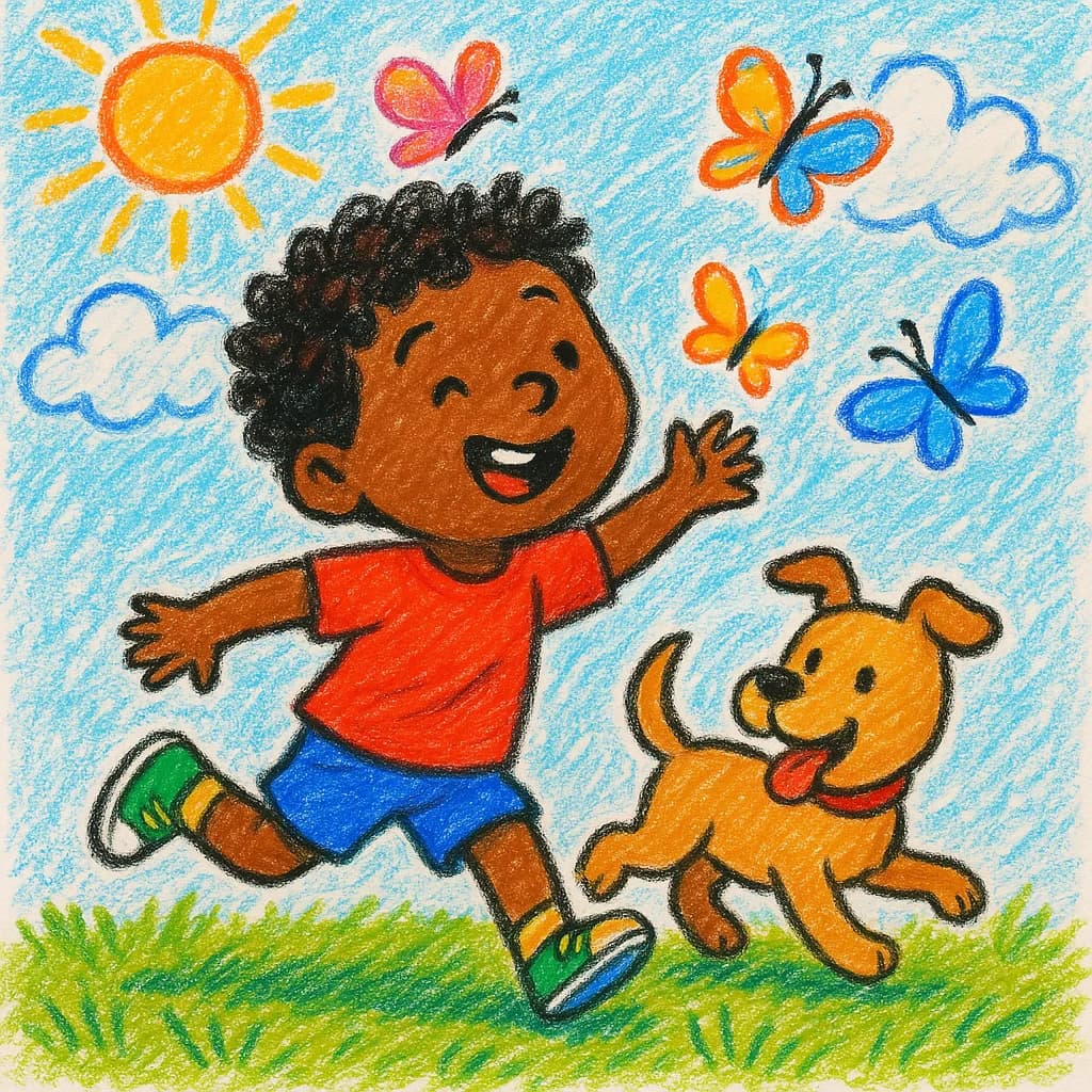 Child bonding with adorable puppy