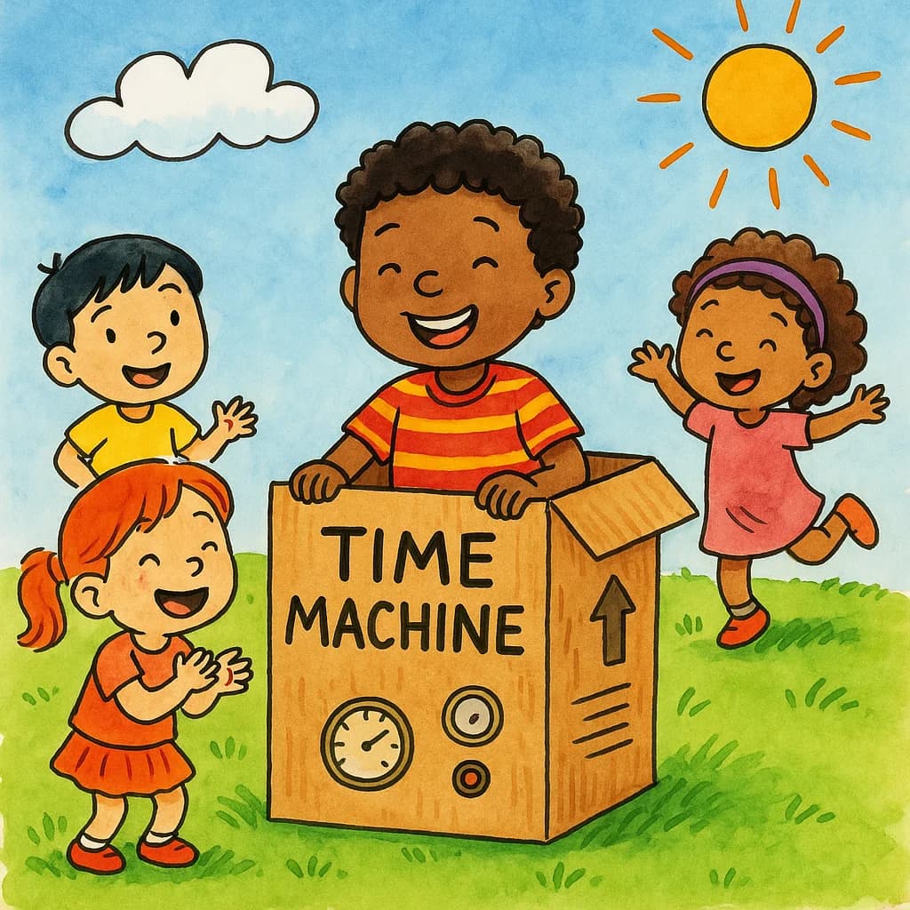 Child inventor building time machine