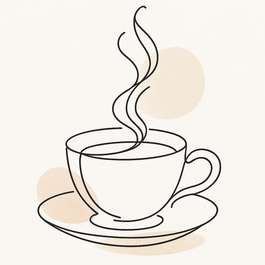 Clean coffee cup line drawing