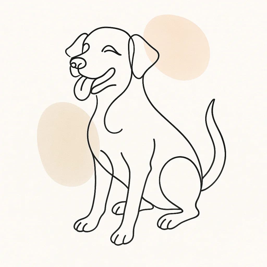 Playful dog line art illustration