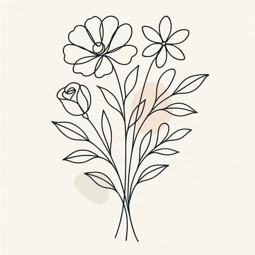 Delicate floral line art pattern