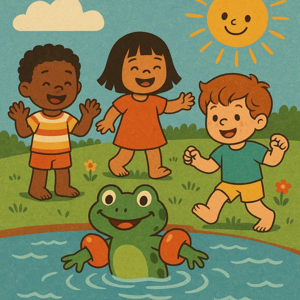 Frog enjoying swimming adventure