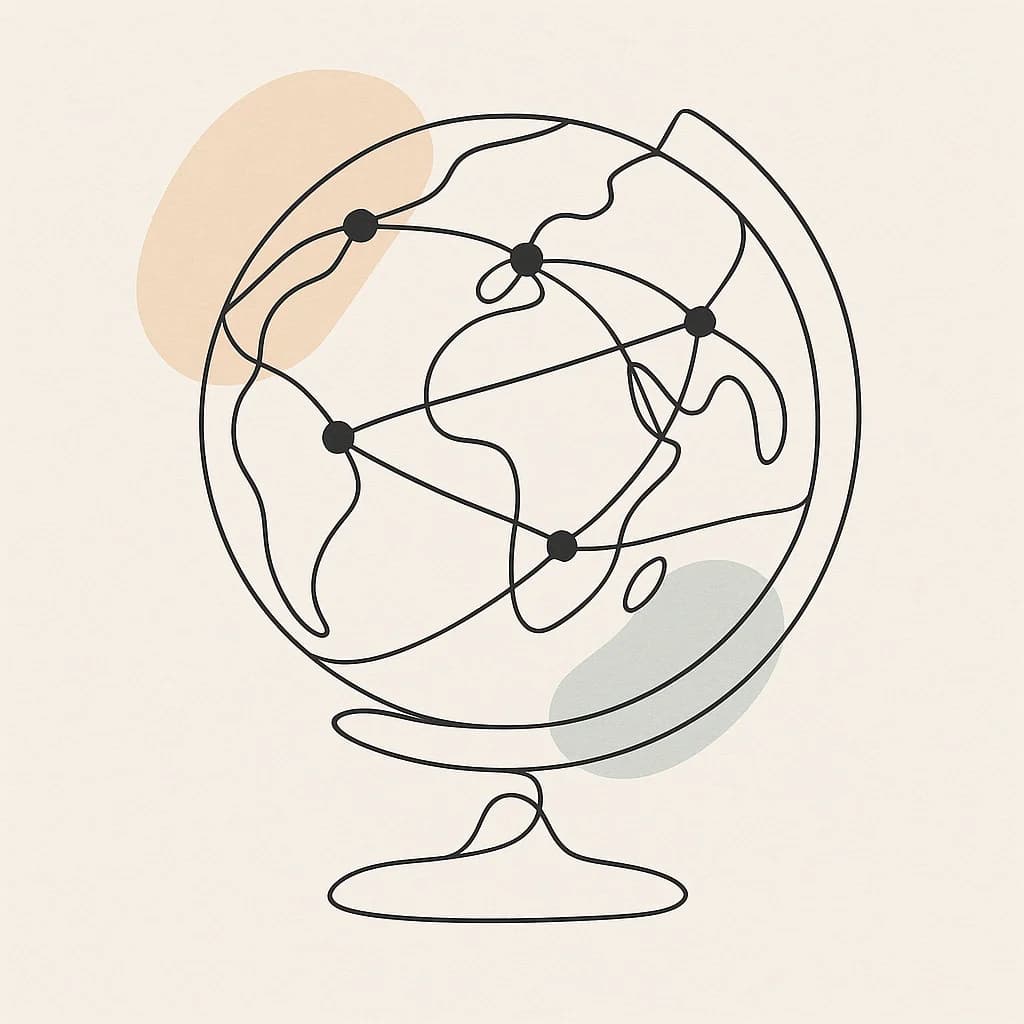 World globe line art illustration