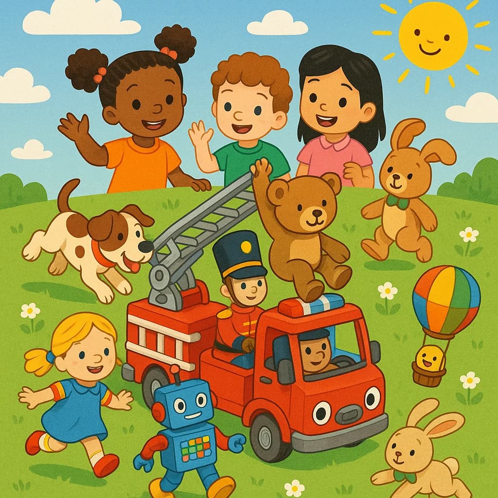 Magical group of toy friends