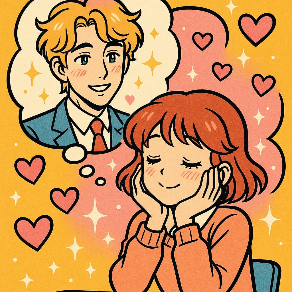 Romantic manga couple in comic art style