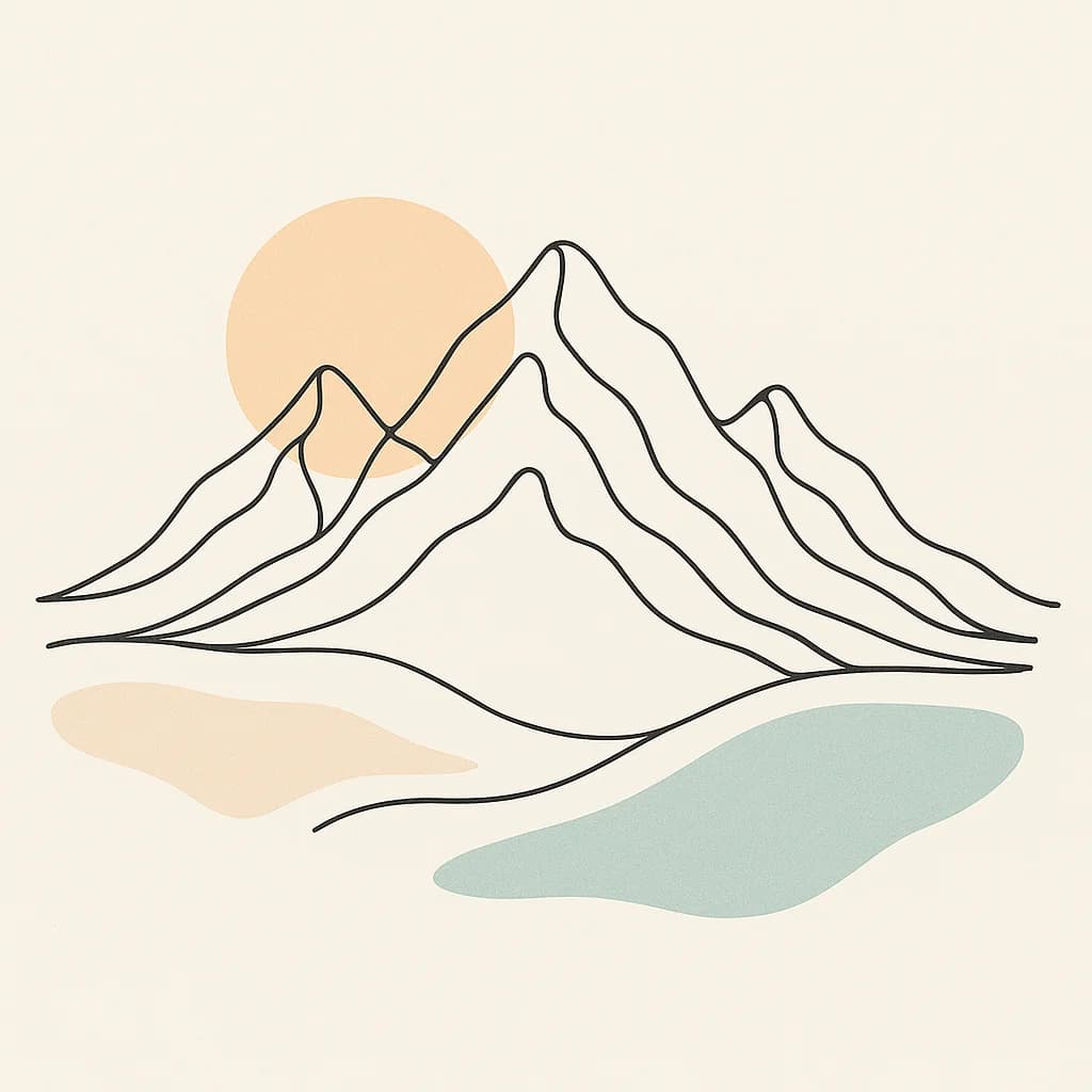 Mountain landscape line drawing