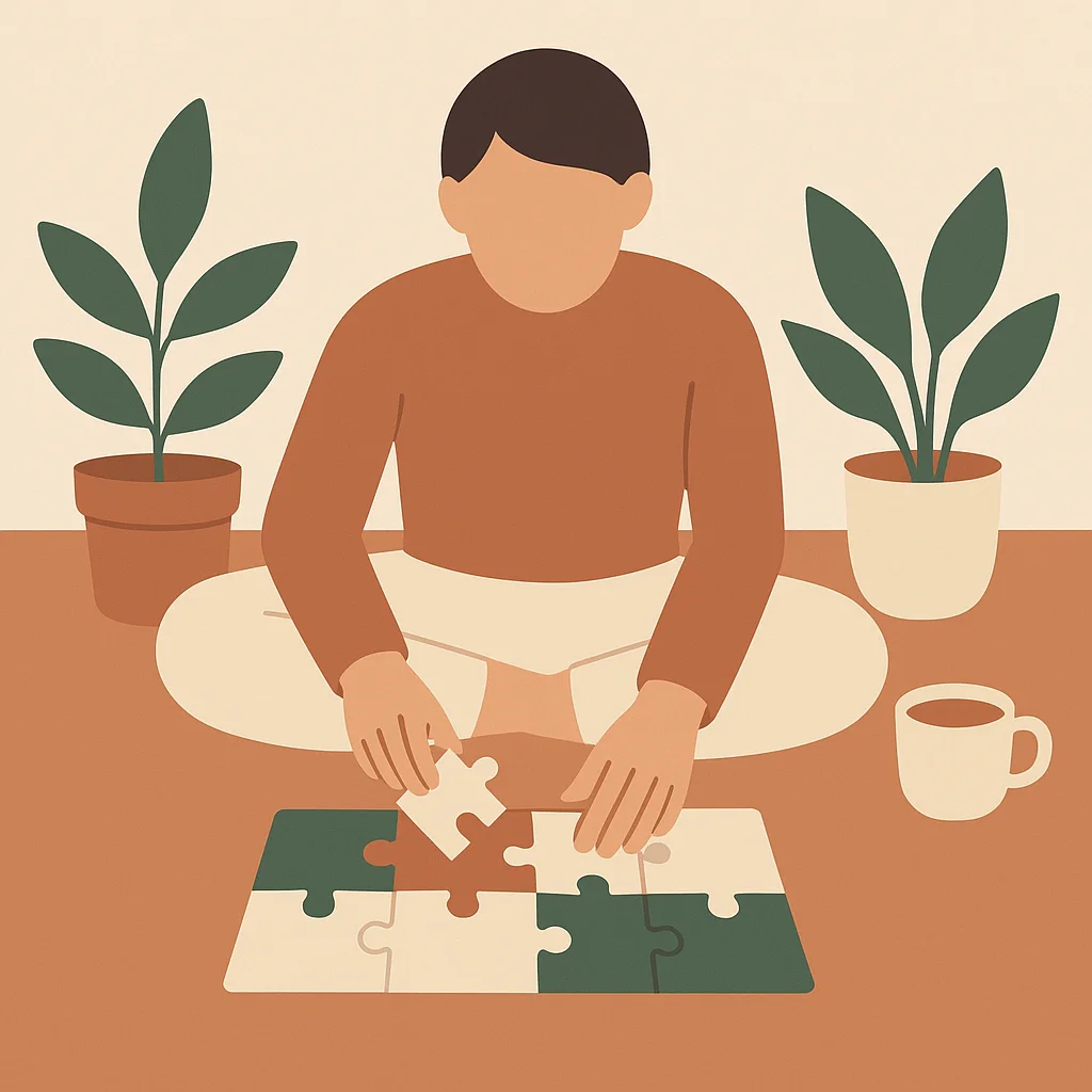Puzzle pieces flat illustration