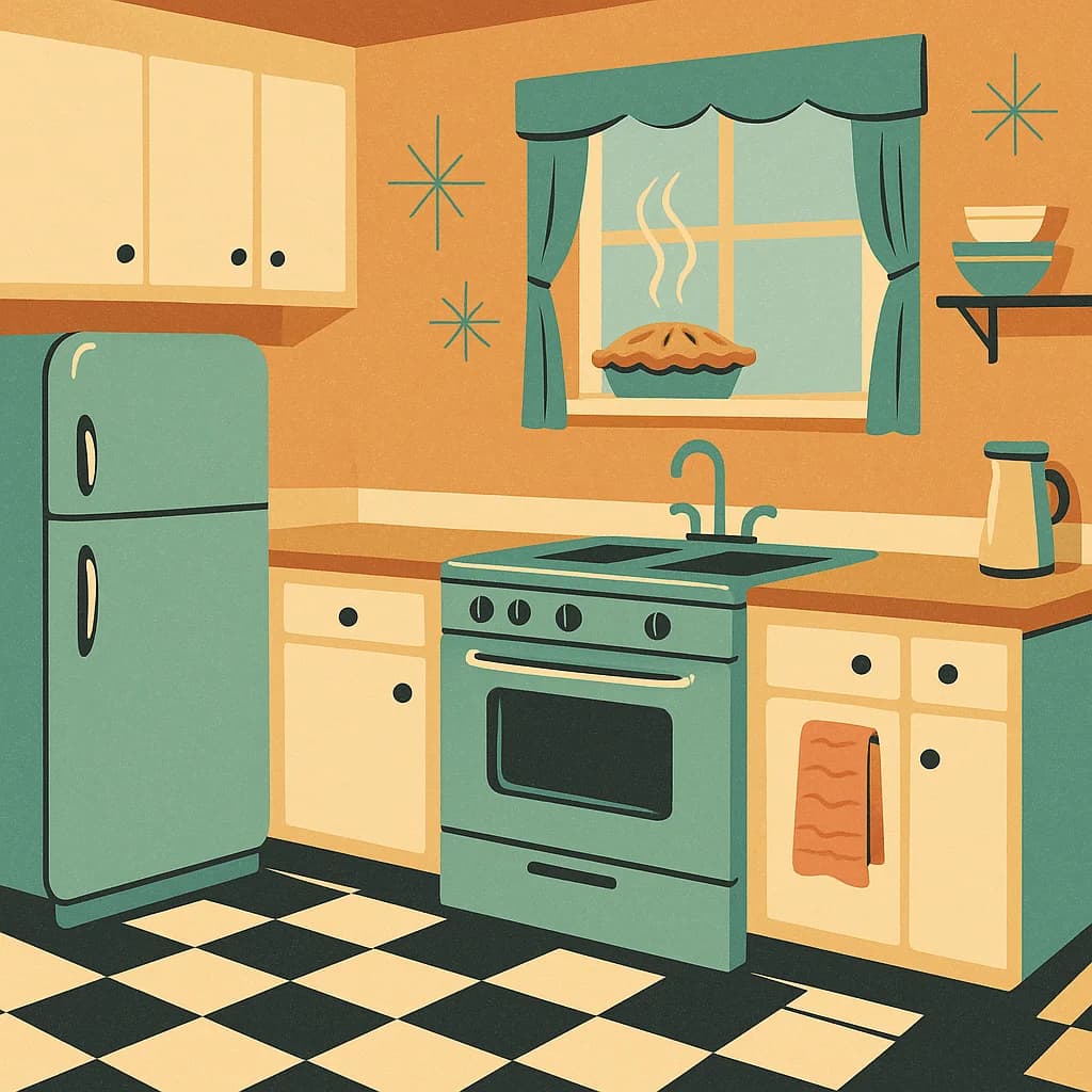 1950s kitchen with vintage appliances