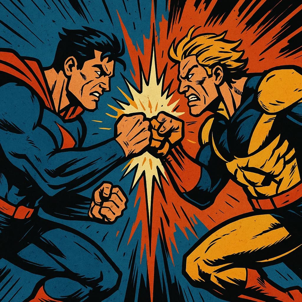 Rival characters confrontation