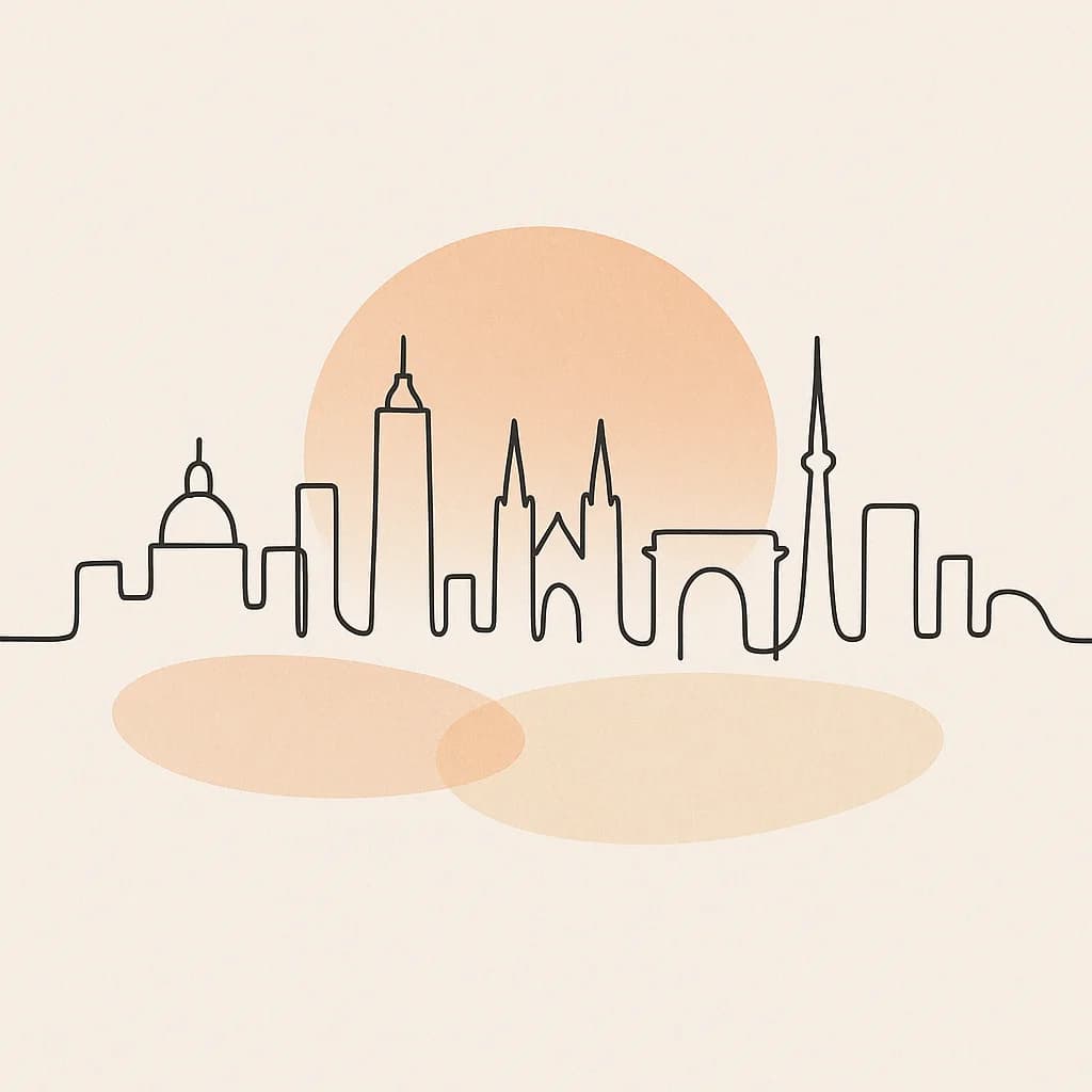 City skyline line art silhouette
