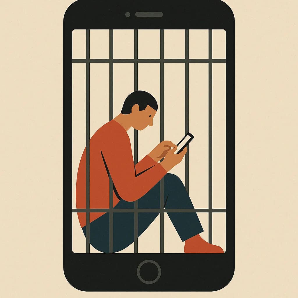Technology addiction editorial concept