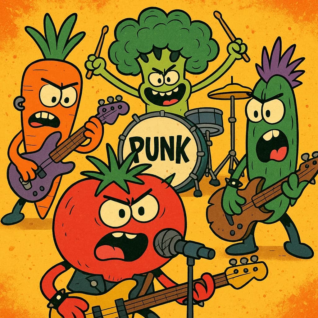 Vegetable rock band animated characters