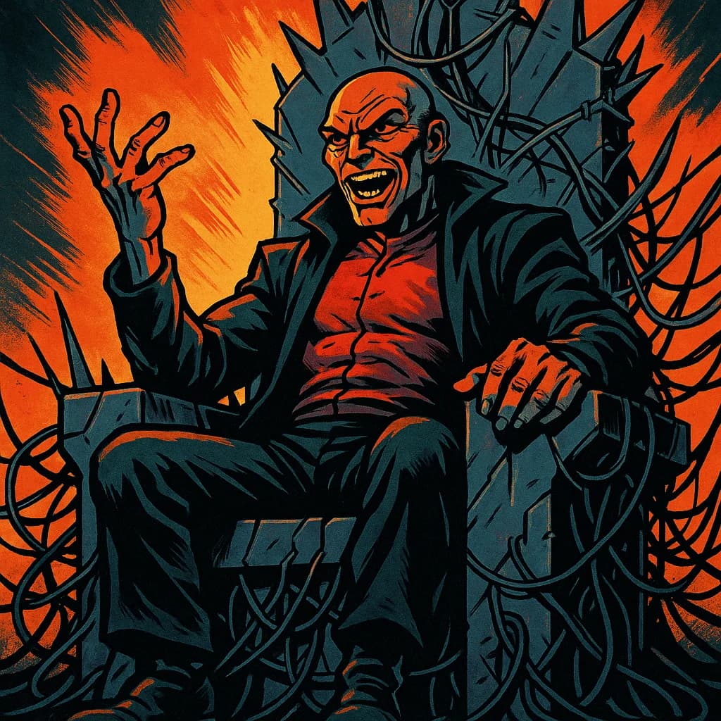 Dramatic villain character in comic book style