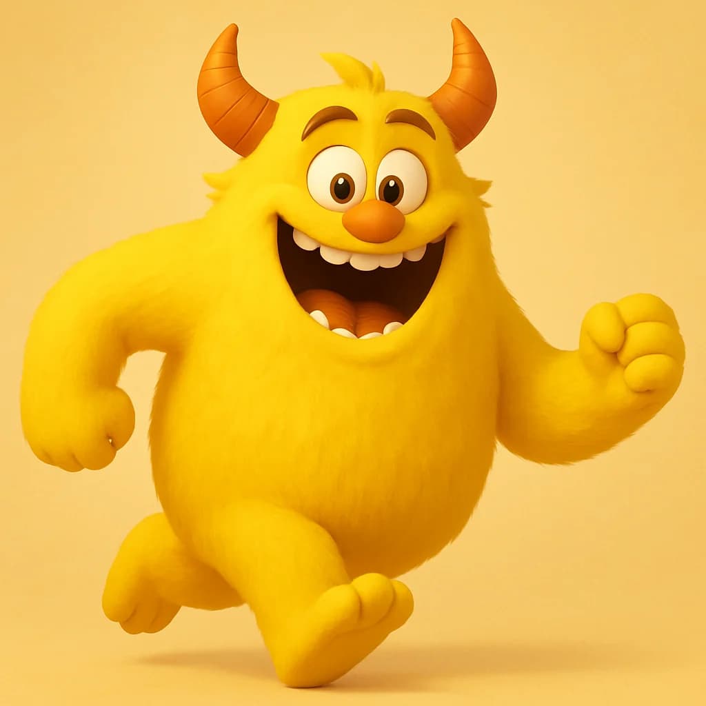 Cute animated cartoon monster character