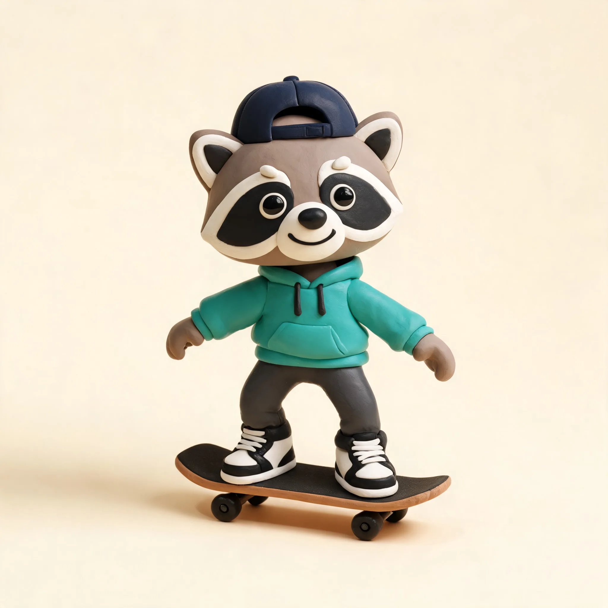 Stylized 3D character digital artwork of "Raccoon skateboarder 3D illustration" - Free 3D AI Illustration Generator by Illustro