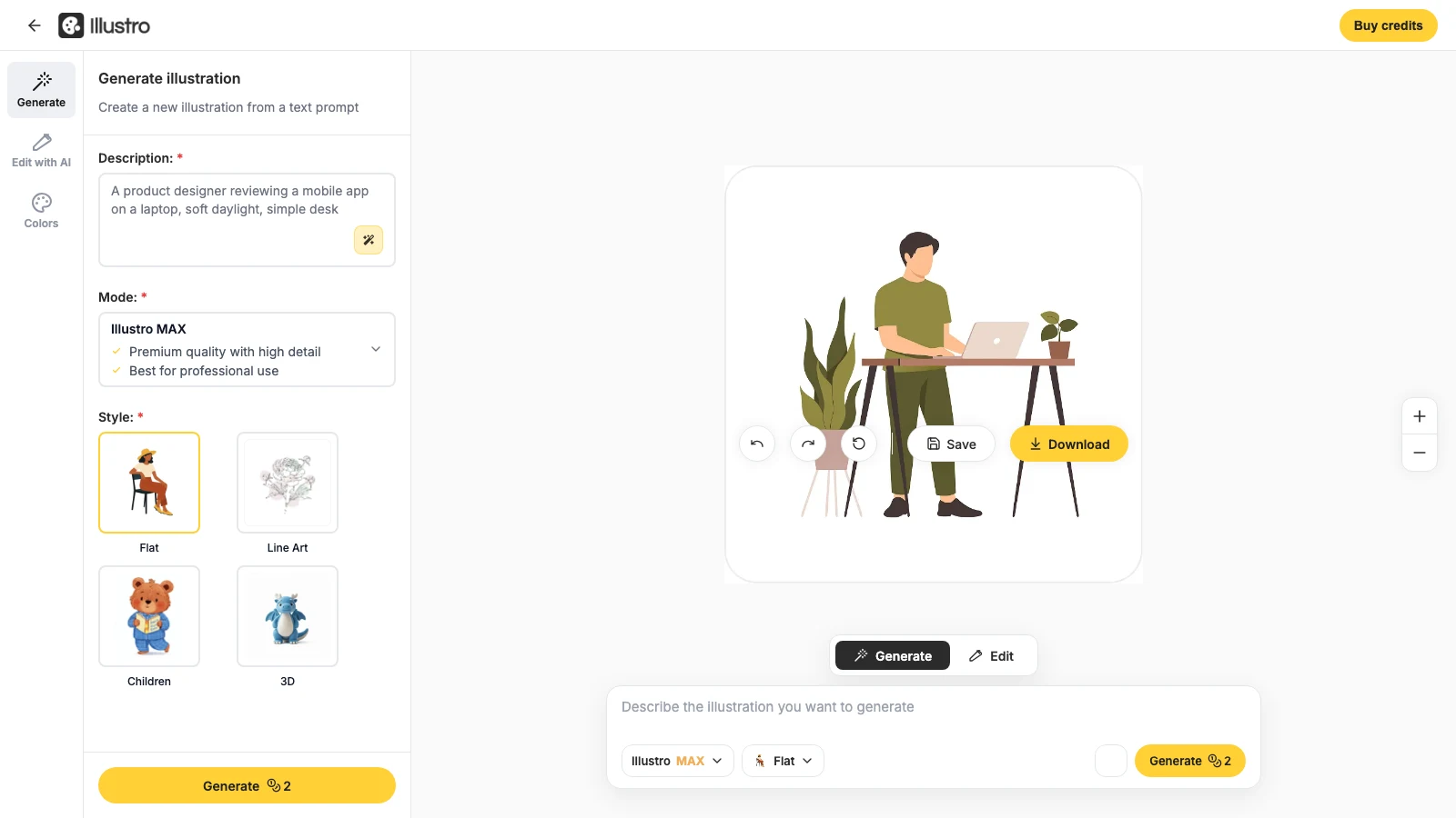 Finish an illustration in the same workspace you generated it