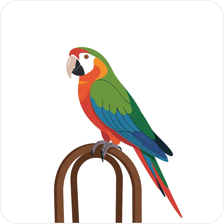 Flat design vector illustration of "Colorful parrot flat design" - Free Flat AI Illustration Generator by Illustro