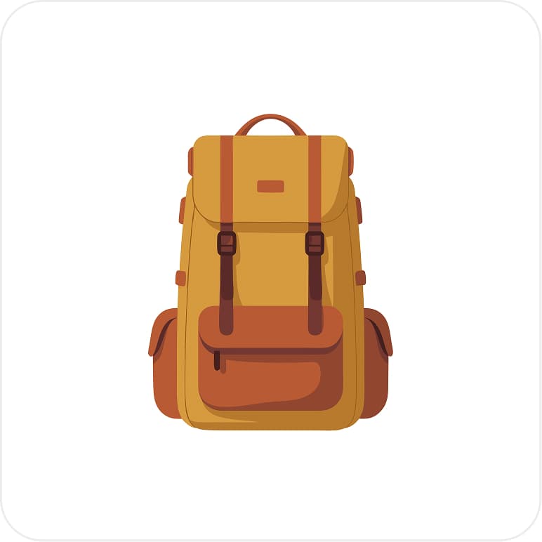 Flat design vector illustration of "Travel backpack flat design" - Free Flat AI Illustration Generator by Illustro