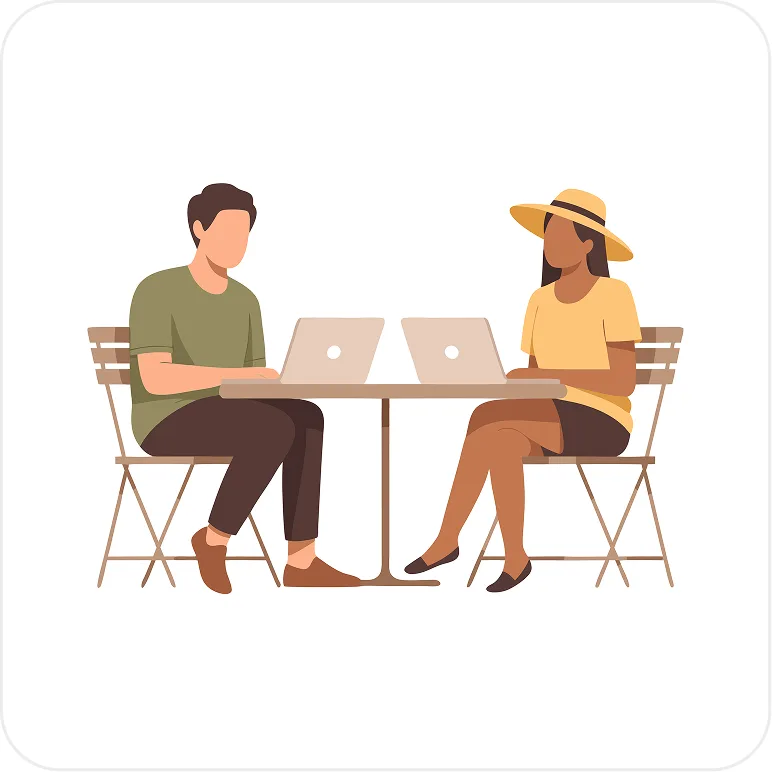 Flat illustration of friends working