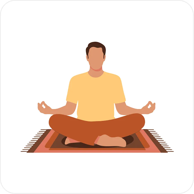 Flat design vector illustration of "Man meditating flat design" - Free Flat AI Illustration Generator by Illustro