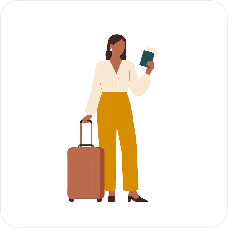 Flat design vector illustration of "Woman at airport flat design" - Free Flat AI Illustration Generator by Illustro