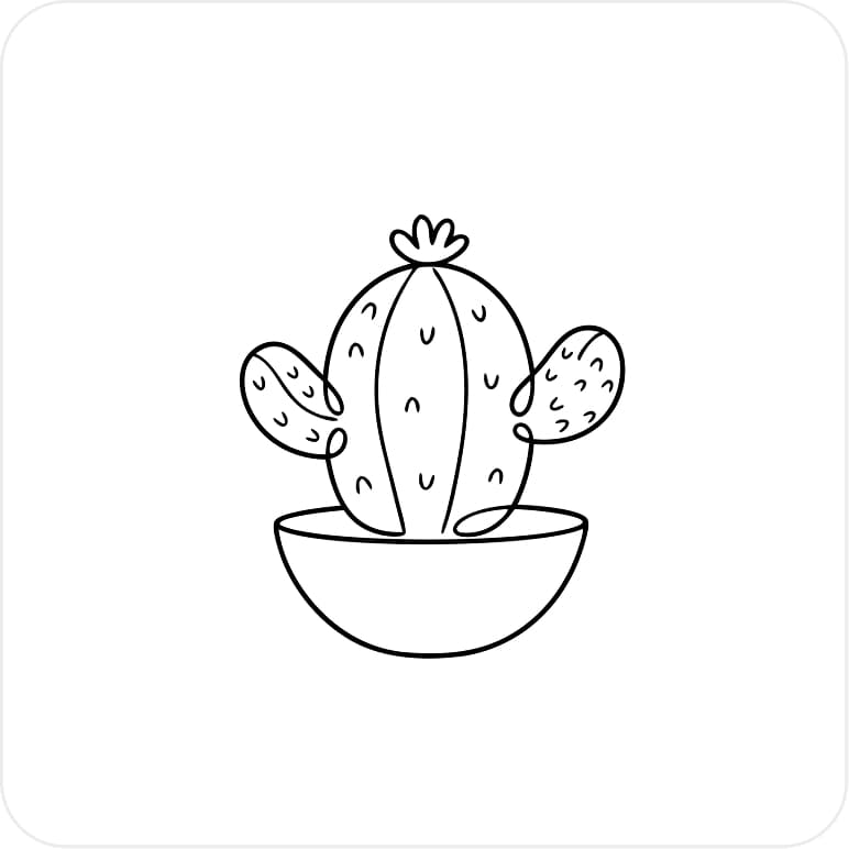 Cute cactus line art illustration