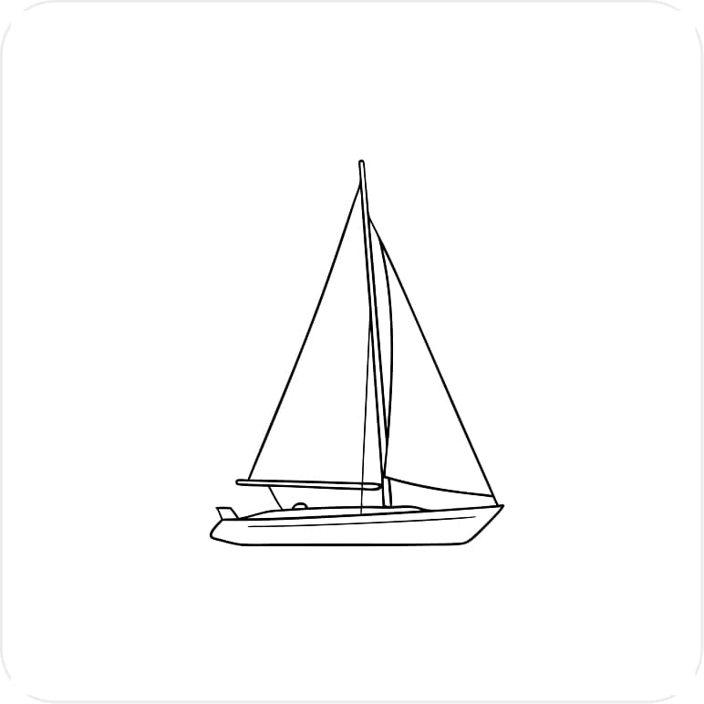 Minimalist sailing boat line drawing