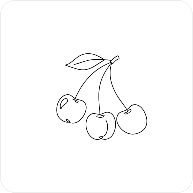 Continuous line drawing art of "Fresh cherries line art drawing" - Free Line Art AI Illustration Generator by Illustro