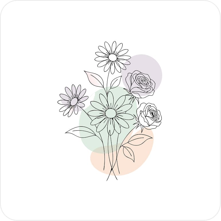 Delicate daisies line art