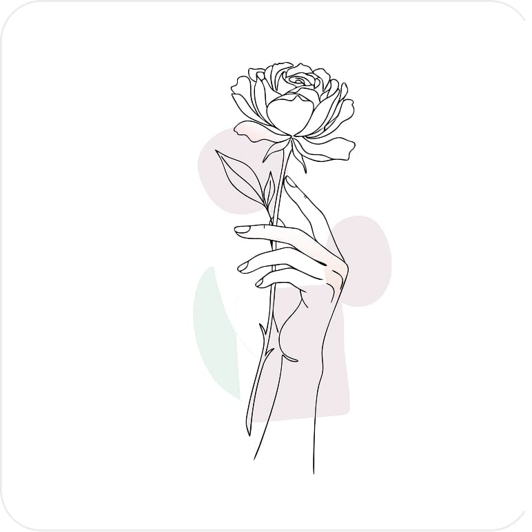 Hand holding rose line art illustration