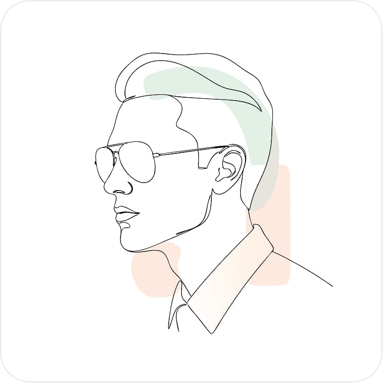 Man with sunglasses profile line art