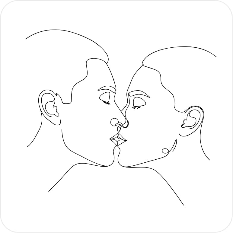 Romantic couple kissing line art