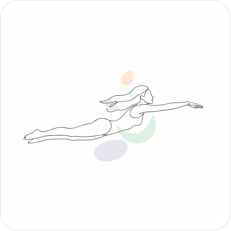 Woman swimming line art drawing