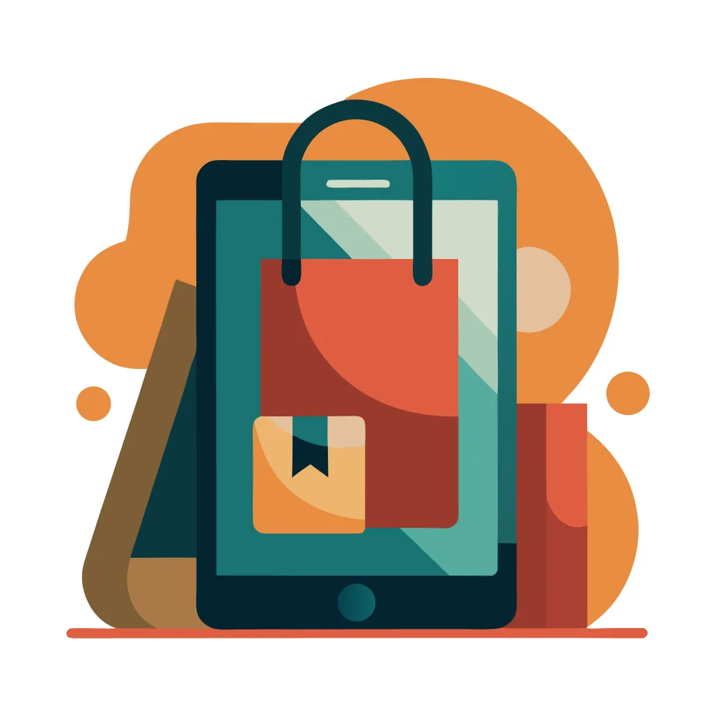 Mobile app UI onboarding graphic for "E-commerce mobile app design" - Free AI Mobile App Graphic Creator by Illustro